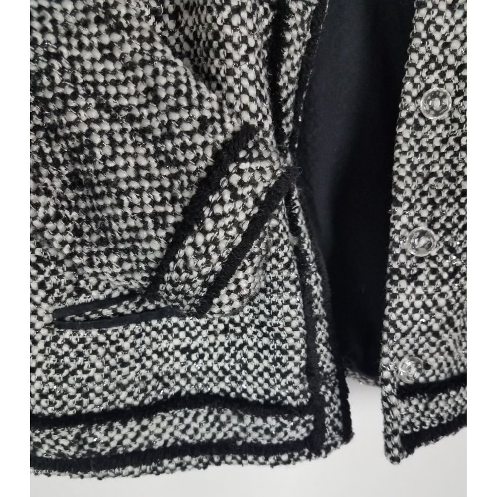 Lands' End Girls Sz. 7/8 Black/White/Silver Tweed Button Up Jacket/Blazer - Picture 7 of 9